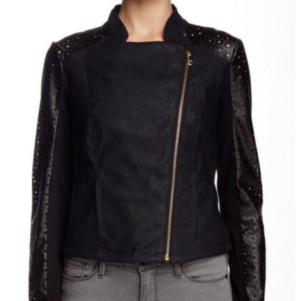 SOLD ****   STEVE MADDEN New Perforated MOTO Jacket Coat  L - Picture 5 of 11